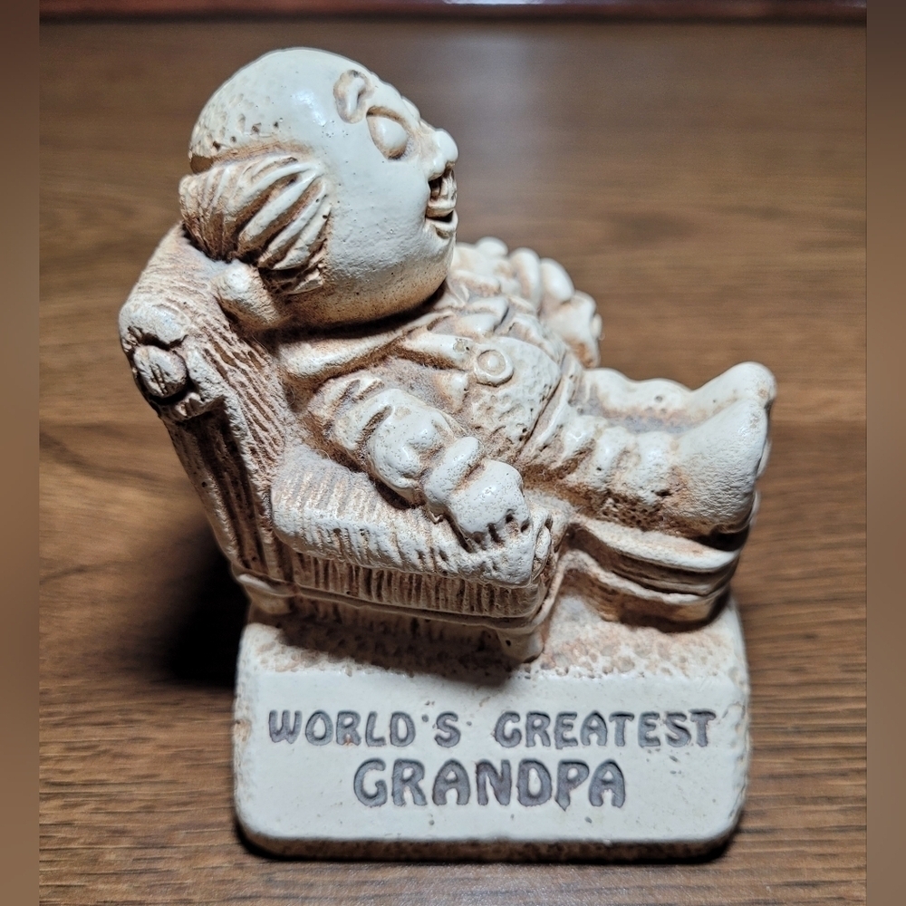 World's Greatest Grandpa Figurine, Statue ~ Vintage 1970s~ Father's Day Gift‎